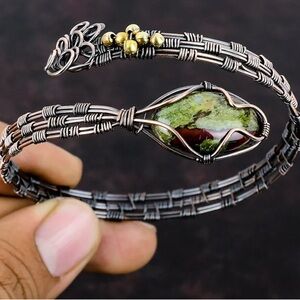 ADJUSTABLE Wire Wrapped Dragon Bloodstone Bracelet